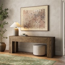 Oliver Rustic Lodge Brown Oak Wood Rectangular Console Table|