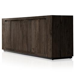 Oliver Rustic Lodge Dark Brown Wood 4 Door Sideboard|