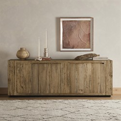 Oliver Rustic Lodge Brown Wood 4 Door Sideboard|