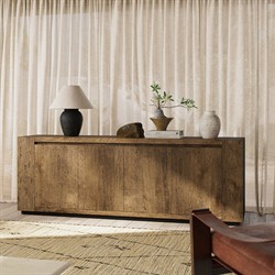 Oliver Rustic Lodge Brown Wood 4 Door Sideboard|