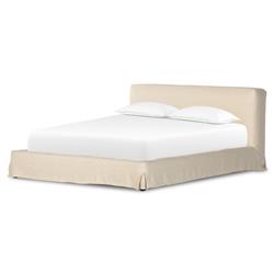 Linus Rustic Lodge Beige Linen Upholstered Slipcovered Bed - King|