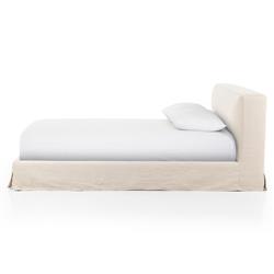 Linus Rustic Lodge Beige Linen Upholstered Slipcovered Bed - King|