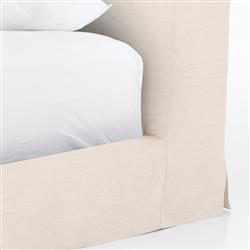 Linus Rustic Lodge Beige Linen Upholstered Slipcovered Bed - King|