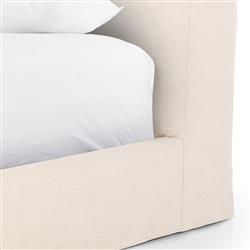 Linus Rustic Lodge Beige Linen Upholstered Slipcovered Bed - King|