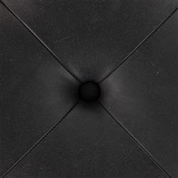 Hadley Black Upholstered Leather Brown Wood Rectangular Tufted Cocktail Ottoman|