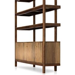 Rissa Modern Classic Dark Brown Acacia Wood Wide Bookcase|