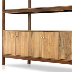 Rissa Modern Classic Dark Brown Acacia Wood Wide Bookcase|