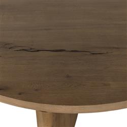 Teddie Rustic Lodge Grey Oak Wood Round Coffee Table|