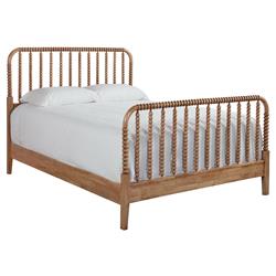 Lynda Coastal Beach Brown Wood Spindle Bed - Queen|