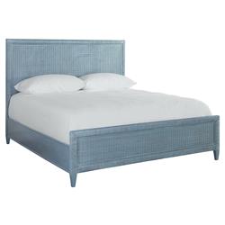 Kalea Coastal Beach Blue Woven Rattan Frame Classic Bed - Queen|