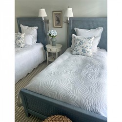 Kalea Coastal Beach Blue Woven Rattan Frame Classic Bed - Twin|