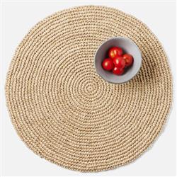 Emmy Coastal Beach Natural Crochet Round Placemat - Set of 4|