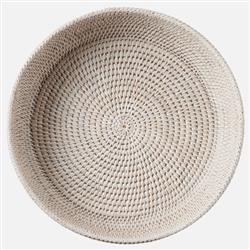 Londyn Coastal Whitewashed Rattan Footed Serving Bowl - Small|