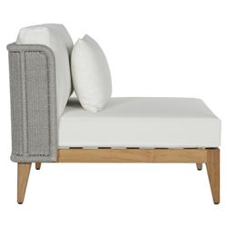 Beeston Coastal White Cushion Natural Teak Woven Outdoor Lounge Chair|