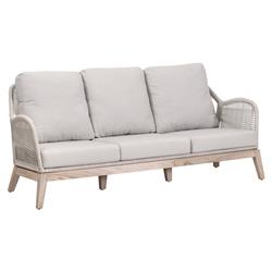 Lorry Coastal Beach Taupe Woven Rope Grey Teak Wood Outdoor Sofa - 79"W|