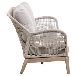 Lorry Coastal Beach Taupe Woven Rope Grey Teak Wood Outdoor Sofa - 79"W|