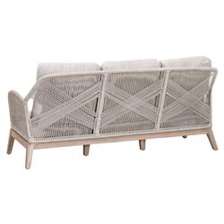 Lorry Coastal Beach Taupe Woven Rope Grey Teak Wood Outdoor Sofa - 79"W|
