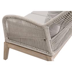 Lorry Coastal Beach Taupe Woven Rope Grey Teak Wood Outdoor Sofa - 79"W|