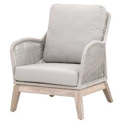 Lorry Coastal Beach Taupe Woven Rope Grey Teak Wood Outdoor Lounge Arm Chair|