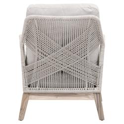 Lorry Coastal Beach Taupe Woven Rope Grey Teak Wood Outdoor Lounge Arm Chair|