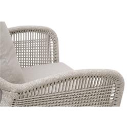 Lorry Coastal Beach Taupe Woven Rope Grey Teak Wood Outdoor Lounge Arm Chair|