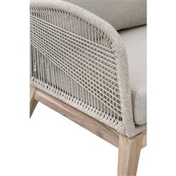 Lorry Coastal Beach Taupe Woven Rope Grey Teak Wood Outdoor Lounge Arm Chair|