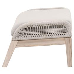Lorry Coastal Beach Taupe Woven Rope Grey Teak Wood Outdoor Footstool|