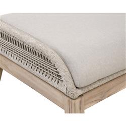 Lorry Coastal Beach Taupe Woven Rope Grey Teak Wood Outdoor Footstool|