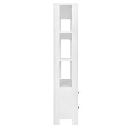 Worlds Away Davie Modern Matte White Oak Brass Metal Open Back Etagere|