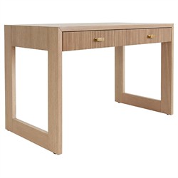 Worlds Away Larkin Modern Classic Natural Wood Brass Rectangular Desk|