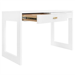Worlds Away Larkin Modern Classic Matte White Wood Brass Rectangular Desk|