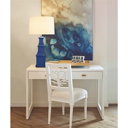 Worlds Away Larkin Modern Classic Matte White Wood Brass Rectangular Desk|