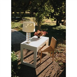 Worlds Away Larkin Modern Classic Matte White Wood Brass Rectangular Desk|