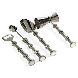 Frankie Industrial Loft Silver Textured Aluminum 5 Piece Bar Tool Set|