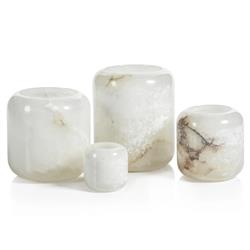 Fia Modern Classic White Solid Alabaster Candleholder - Extra Large|