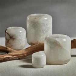 Fia Modern Classic White Solid Alabaster Candleholder - Extra Large|
