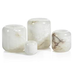 Fia Modern Classic Natural White Alabaster Tealight Candleholder - Set of 4|