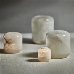 Fia Modern Classic Natural White Alabaster Tealight Candleholder - Set of 4|
