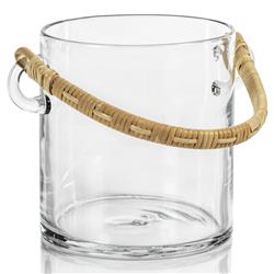 Fatima Coastal Beach Natural Woven Rattan Handle Glass Ice Bucket|