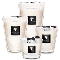 Baobab Collection White Pearls Modern Classic Glass Scented Candle - Small|