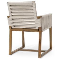 Palecek San Martin Coastal White Teak Taupe Woven Rope Outdoor Dining Chair|