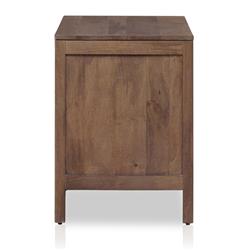 Rhian Coastal Beach Brown Mango Wood Woven Cane 3 Drawer Nightstand|