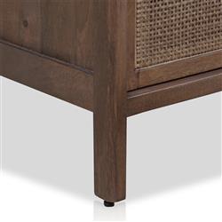 Rhian Coastal Beach Brown Mango Wood Woven Cane 3 Drawer Nightstand|