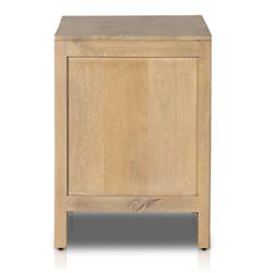 Rhian Coastal Beach Natural Mango Wood Woven Cane 3 Drawer Nightstand|
