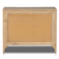 Rhian Coastal Beach Natural Mango Wood Woven Cane 3 Drawer Nightstand|