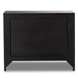 Rhian Coastal Beach Black Mango Wood Woven Cane 3 Drawer Nightstand|