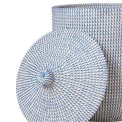 Pigeon and Poodle Roslyn Navy Woven Whitewashed Seagrass Tall Floor Basket|