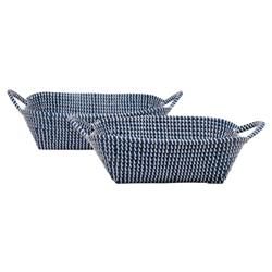 Pigeon and Poodle Roslyn White Woven Navy Seagrass Basket - Set of 2|