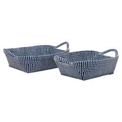Pigeon and Poodle Roslyn White Woven Navy Seagrass Basket - Set of 2|