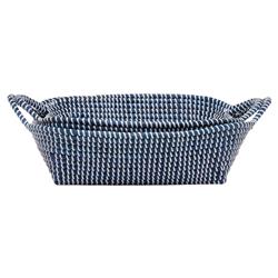 Pigeon and Poodle Roslyn White Woven Navy Seagrass Basket - Set of 2|